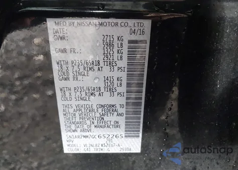 2016 Nissan Pathfinder S from USA, damaged, VIN 5N1AR2MM7GC652265